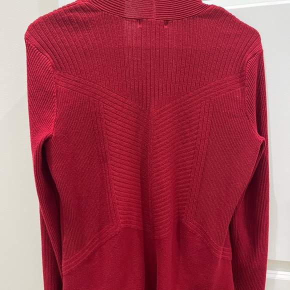 Red Open Front Cardigan Sweater - Picture 3 of 3